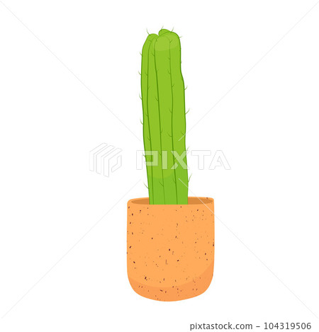 prickly cactus in a ceramic pot. A desert flower. A houseplant. Vector stock illustration. Isolated on a white background. prickly cactus in a ceramic pot. A desert flower. A houseplant. Vector stock illustration. Isolated on a white background. 104319506