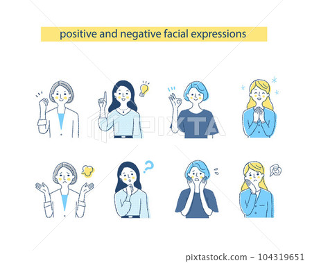 Four women's facial expressions_h12-15 Negative & positive 104319651