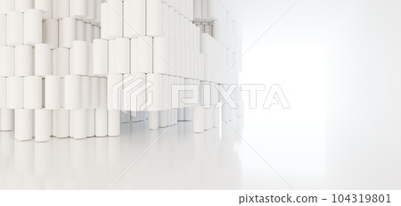 Luxury white abstract architectural minimalistic background. Contemporary showroom. Modern exhibition stand. Empty gallery. Backlight. Polygonal Graphic Design. 3D illustration and rendering. Luxury white abstract architectural minimalistic background. Contemporary showroom. Modern exhibition stand. Empty gallery. Backlight. Polygonal Graphic Design. 3D illustration and rendering. 104319801