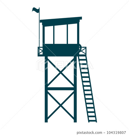 Lifeguard Tower icon. Station beach building illustration Lifeguard Tower icon. Station beach building illustration 104319807