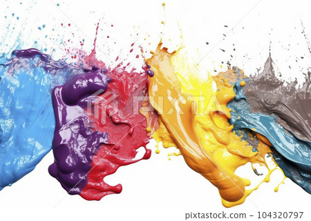Splashing colorful paint "AI generated image" 104320797