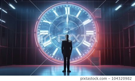 模擬時鐘和商人“AI 生成圖像” 104320982