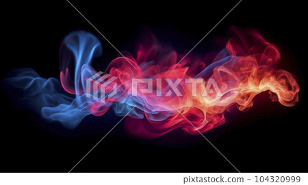 藍色燃燒火焰和紅色燃燒火焰的背景素材“AI生成圖像” 104320999