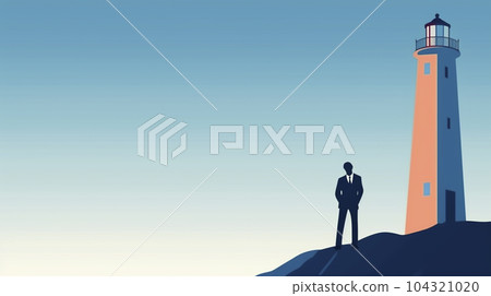 Lighthouse and businessman "AI generated image" 104321020