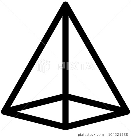 代表立方體、方形金字塔的線條樣式圖標 代表立方體、方形金字塔的線條樣式圖標 104321388