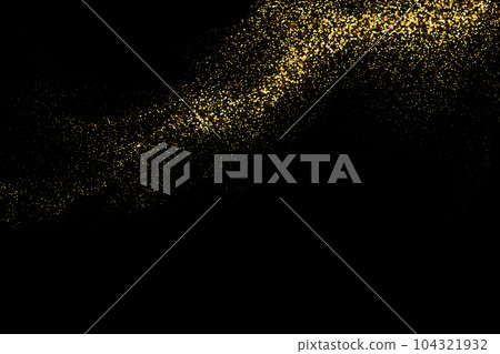Gold glitter texture on black background. Festive background. Golden explosion of confetti. Design element. 104321932