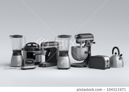 Electric Kitchen Appliances Utensils Making Breakfast Violet Background  Render Kitchenware Stock Photo by ©boule1301 663174330