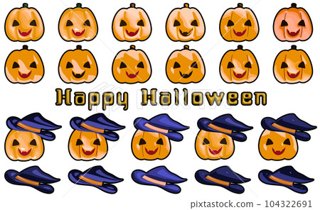 Jack o lantern illustration material set for Halloween 104322691