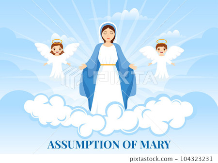 Assumption of Mary Vector Illustration with Feast of the Blessed Virgin and Kids Angels in Heaven in Flat Cartoon Hand Drawn Background Templates Assumption of Mary Vector Illustration with Feast of the Blessed Virgin and Kids Angels in Heaven in Flat Cartoon Hand Drawn Background Templates 104323231