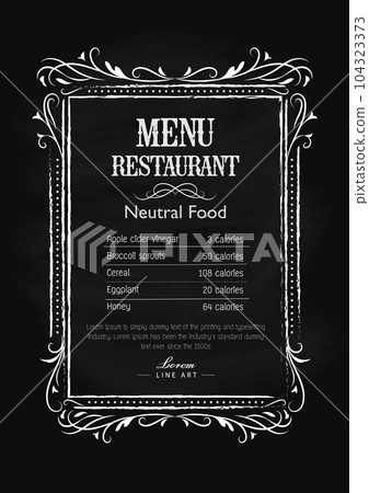 blackboard Restaurant drawn frame menu vintage hand label vector 104323373