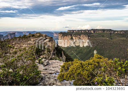 View from the top of the hill of the father inacio, morro do pai inacio, Chapada Diamantina, Bahia, Brazil 104323691