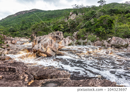 Cachoeira do Riachinho Waterfall at Vale do Capao, Chapada Diamantina, Bahia, Brazil 104323697