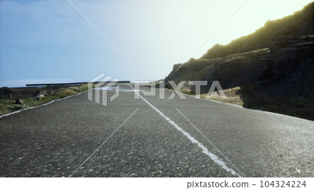 Foggy winding road along California coast Foggy winding road along California coast 104324224