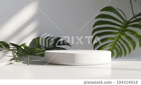 White stone podium. Created with generative Ai technology. White stone podium. Created with generative Ai technology. 104324918