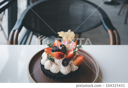 fruit tart served on table 104325431