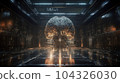 Futuristic android brain on circuit board background representing AI concept. AI is Generative machine learning. 104326030
