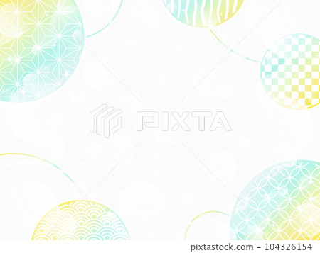 具有漸變和日本圖案的粒子背景,水平位置,黃色 具有漸變和日本圖案的粒子背景,水平位置,黃色 104326154