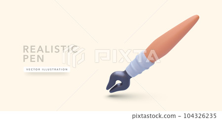 3d realistic pen icon with shadow isolated on light background. Vector illustration 104326235