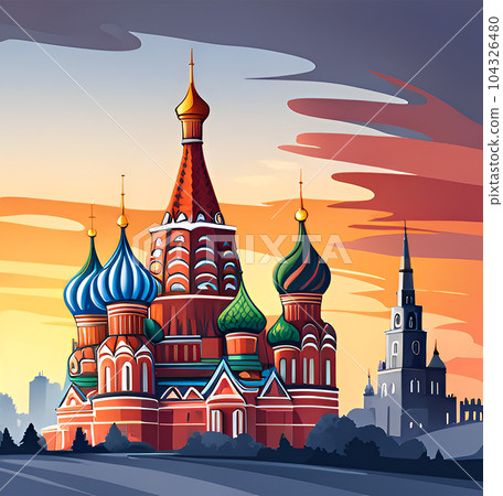 Fantasy Cathedral of Christ the Saviour, Moscow, Russia - Generative AI 104326480