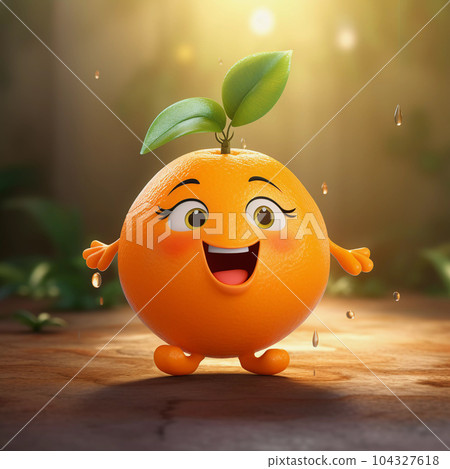 Cute Orange Fruit Happy Cartoon Character 104327618