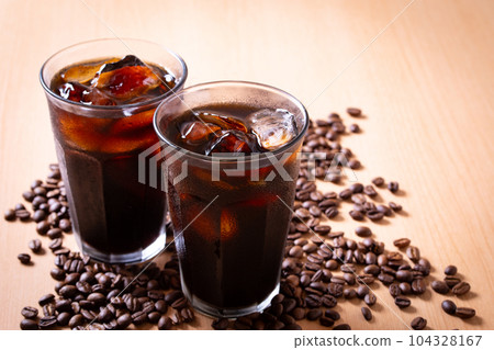 Iced coffee and coffee beans Iced coffee and coffee beans 104328167