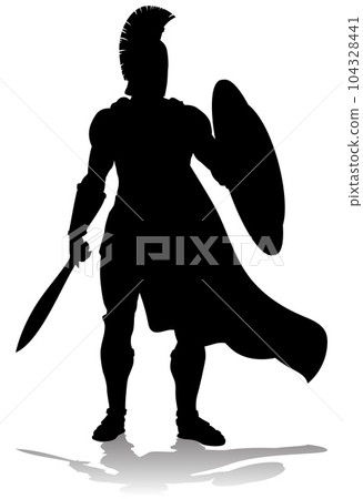 Spartan Silhouette Gladiator Trojan Greek Warrior 104328441