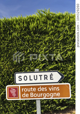 Wine road near Solutre, Burgundy, France Wine road near Solutre, Burgundy, France 104329260
