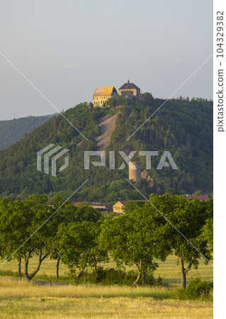 Tocnik castle with Zebrak ruins, Middle Bohemia, Czech Republic Tocnik castle with Zebrak ruins, Middle Bohemia, Czech Republic 104329382