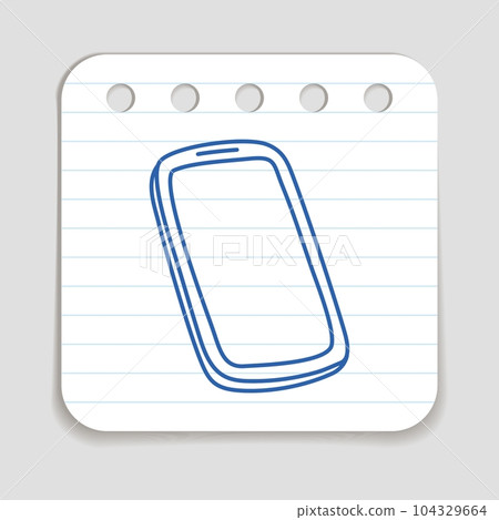 Doodle Mobile phone icon in line art on paper piece 104329664