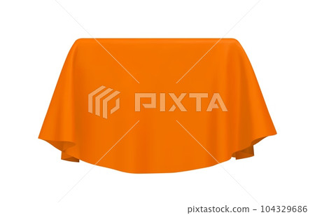 Orange fabric covering a cube or rectangular shape Orange fabric covering a cube or rectangular shape 104329686