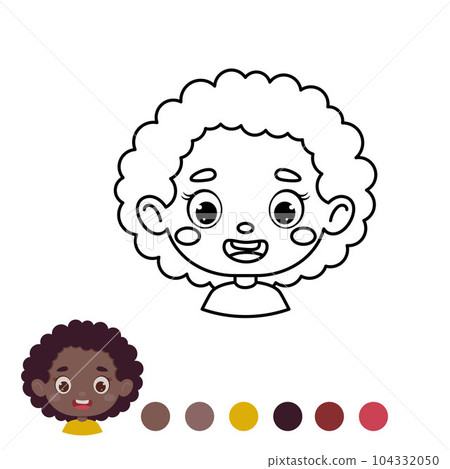 Cute and funny coloring page outline of a cartoon girl. Coloring book for kids. Educational activity for preschool years kids and toddlers. Vector stock illustration Cute and funny coloring page outline of a cartoon girl. Coloring book for kids. Educational activity for preschool years kids and toddlers. Vector stock illustration 104332050