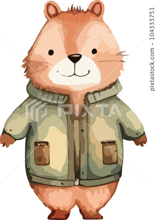 woodland, cartoon, autumn, illustration, animal, watercolor, nature, card, cute, background, art, drawing, design, forest, wildlife, character, fall, baby, leaves, print, fox, happy, greeting, hand, 104333751