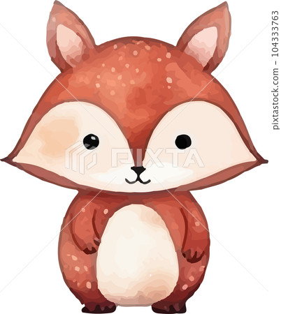 woodland, cartoon, autumn, illustration, animal, watercolor, nature, card, cute, background, art, drawing, design, forest, wildlife, character, fall, baby, leaves, print, fox, happy, greeting, hand, 104333763
