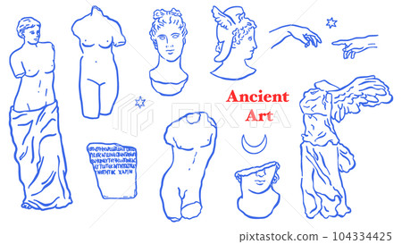 西方古典藝術主題線描插圖 西方古典藝術主題線描插圖 104334425