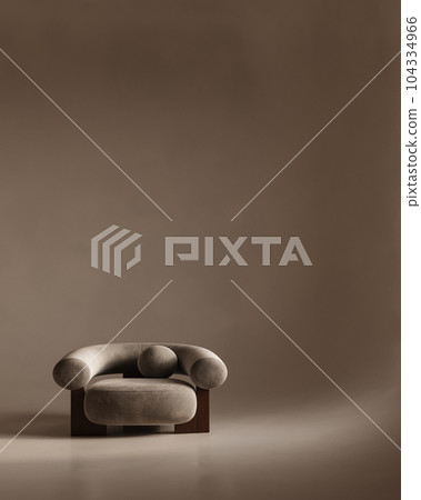 Conceptual interior room with stucco wall. Creative composition armchair in warm pastel color. Mockup empty background. 3d rendering. High quality 3d illustration Conceptual interior room with stucco wall. Creative composition armchair in warm pastel color. Mockup empty background. 3d rendering. High quality 3d illustration 104334966