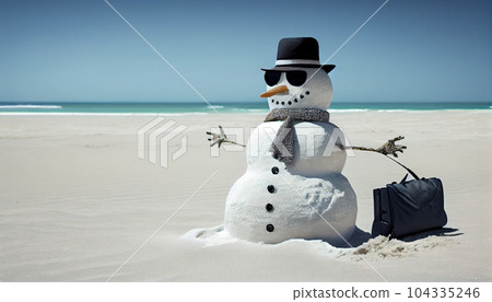 Snowman - businessman on vacation at the seaside resort Snowman - businessman on vacation at the seaside resort 104335246