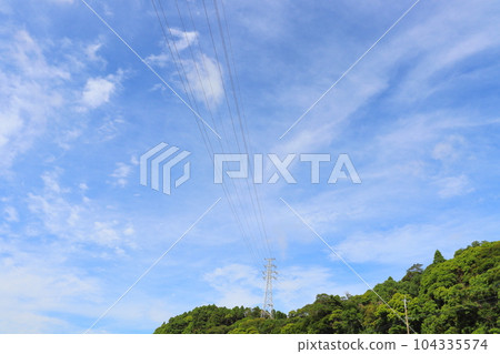 Blue sky, cloud forest, steel tower, electric wire Blue sky, cloud forest, steel tower, electric wire 104335574