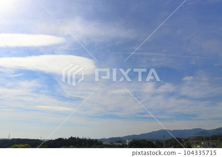 Blue sky with many clouds Mountain forest Blue sky with many clouds Mountain forest 104335715