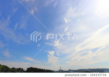 Blue sky with many clouds Mountain forest Blue sky with many clouds Mountain forest 104335716