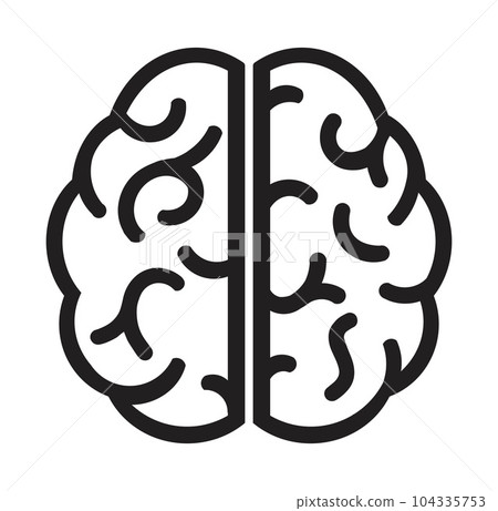Human brain medical vector icon on white background. Human brain symbol. black and white Icon brain. 104335753