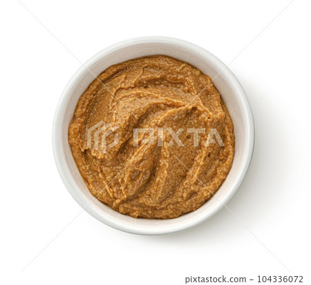 Fish pate isolated on white background, top view 104336072
