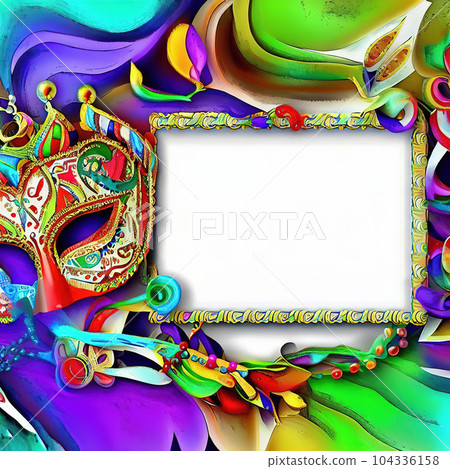 Abstract design of frame with Mardi Gras and Carnival Abstract design of frame with Mardi Gras and Carnival 104336158