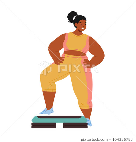 Plus-size Black Woman Character Breaking Barriers, Embracing Fitness, And Inspiring Others With Her Determination Plus-size Black Woman Character Breaking Barriers, Embracing Fitness, And Inspiring Others With Her Determination 104336793