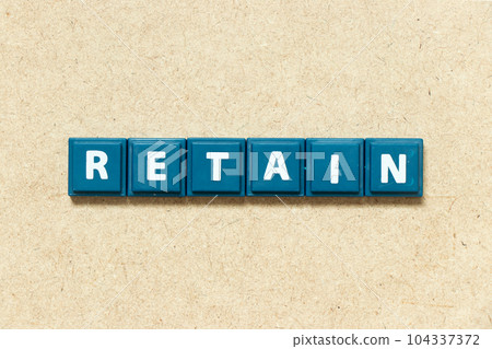 Tile alphabet letter in word retain on wood background Tile alphabet letter in word retain on wood background 104337372