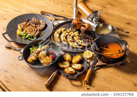 Outdoor cuisine Outdoor lunch at the cottage Outdoor cuisine Outdoor lunch at the cottage 104337766