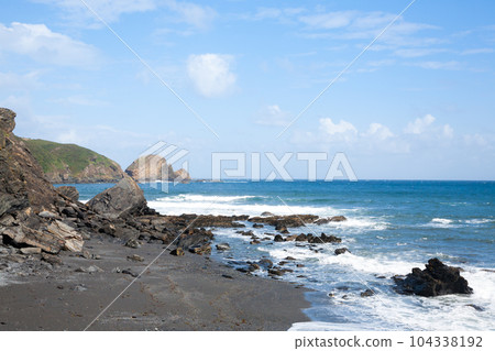 Llumeres beach view, Asturias landscape, Spain. 104338192