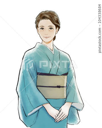 A middle-aged woman wearing a kimono 104338684