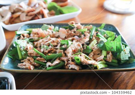 boiled pork salad, spicy pork salad 104339462