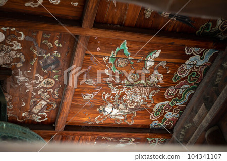 Ceiling painting of celestial maidens painted on the bell tower of Hokwang Temple, "National Ankang" 104341107