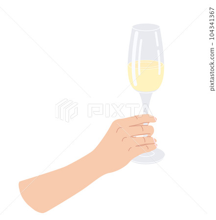 Female Hand Holding Wine Glass. 104341367